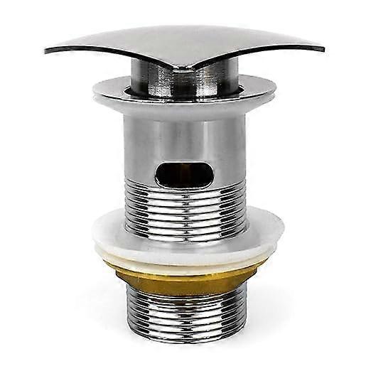 Square Click Clack Dome Slotted Chrome Plated Solid Brass Waste Drain Assembly for Bathroom Sink, 1.25-Inch Size