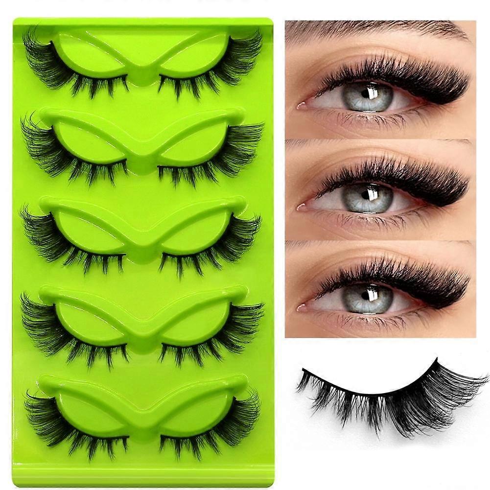 For 3D Half False Eyelashes 5 Pairs Natural Fluffy Handmade Reusable Small Clusters Cross Black