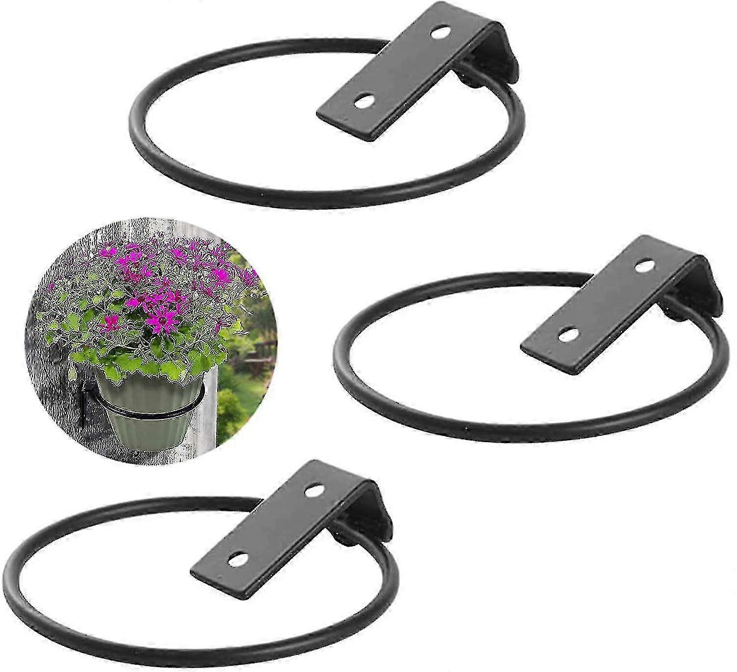 Metal Wall Hooks and Pot Ring Holders for Flower Pots with a Planter Tray Stand Ideal for Patio Balcony and Garden Use Edition 0816