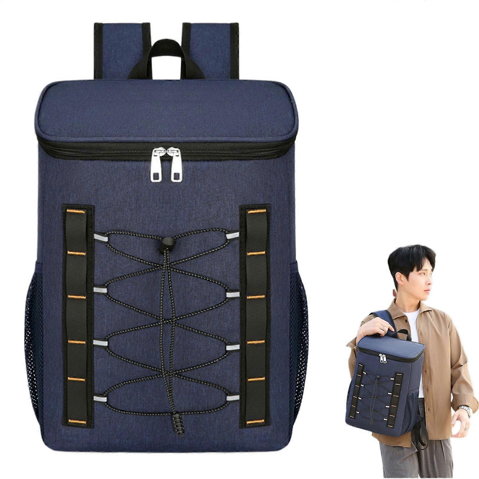 Insulated Cooler Backpack Waterproof Blue For Workplace Camping Thermal Carrier Leakproof