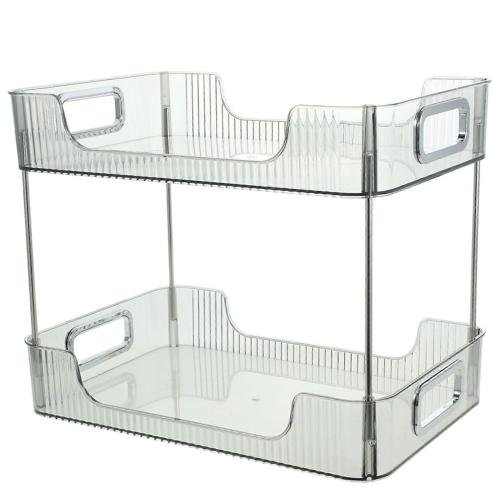 Two Tier Bathroom Counter Organizer Grey Pet Materials for Storage
