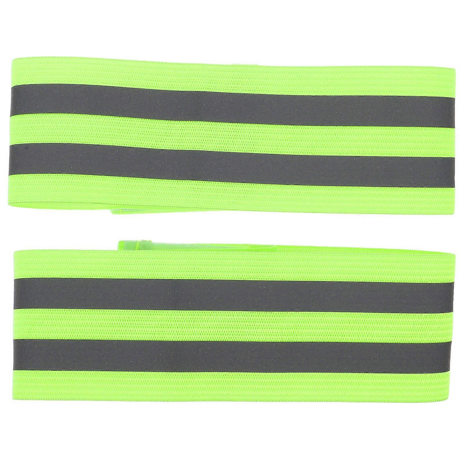 Night Running Gear Reflective Arm Strap Cycling Accessories Green Elastic Strap for Visibility 1 Pair