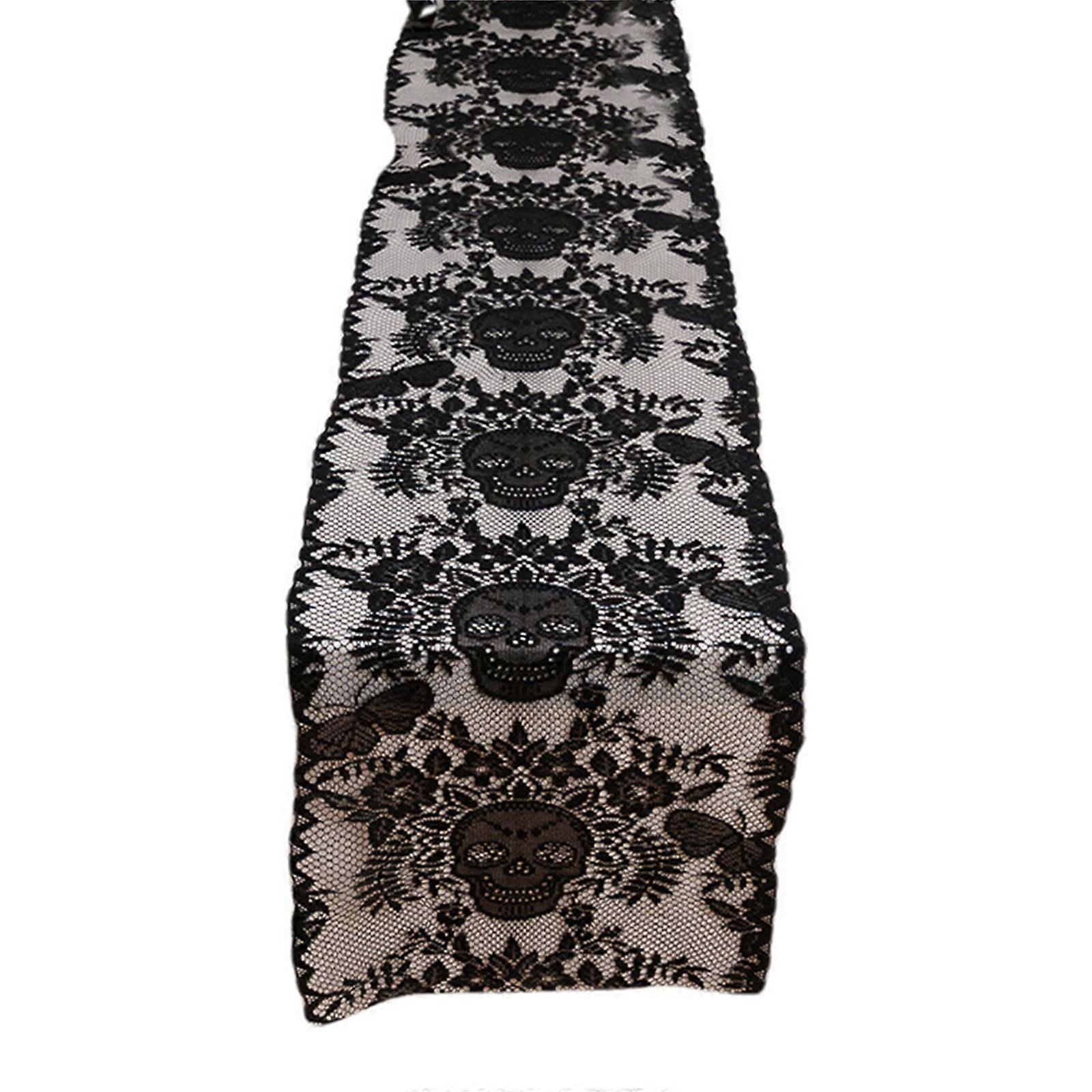 Reusable Black Lace Table Runner Halloween Party Table Cloth Ideal For Home Decoration And Themed Gathering Multicolor