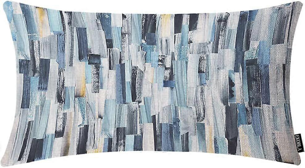Abstract Art Decorative Throw Pillow Case Modern with Stripes and Teals Vintage