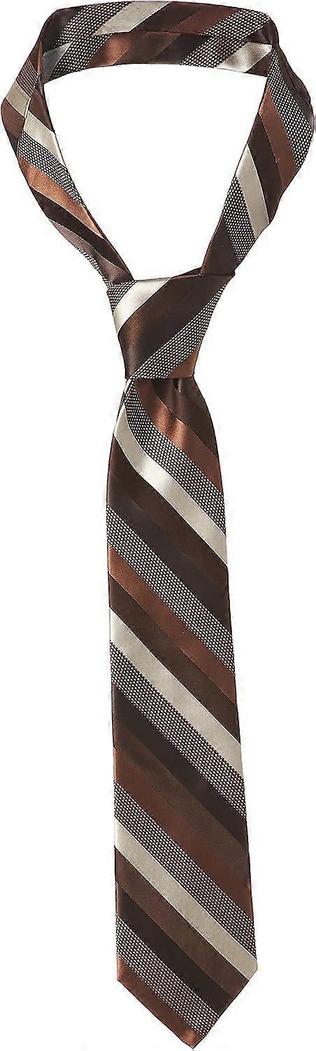 Men's Microfiber Stripped Tie Set  Brown  One Size