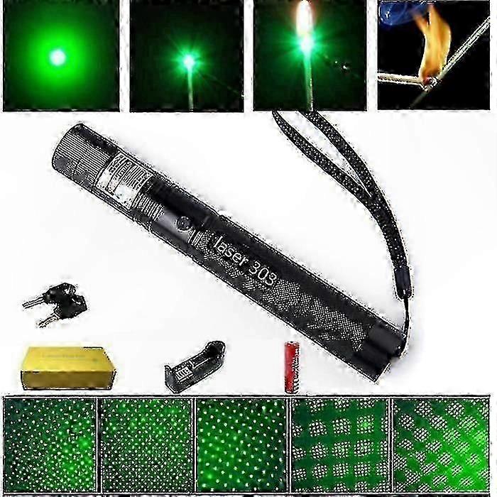 High-Power Green Laser Pointer with Adjustable Focus and Star Pattern Filter for 4000m Visibility Range