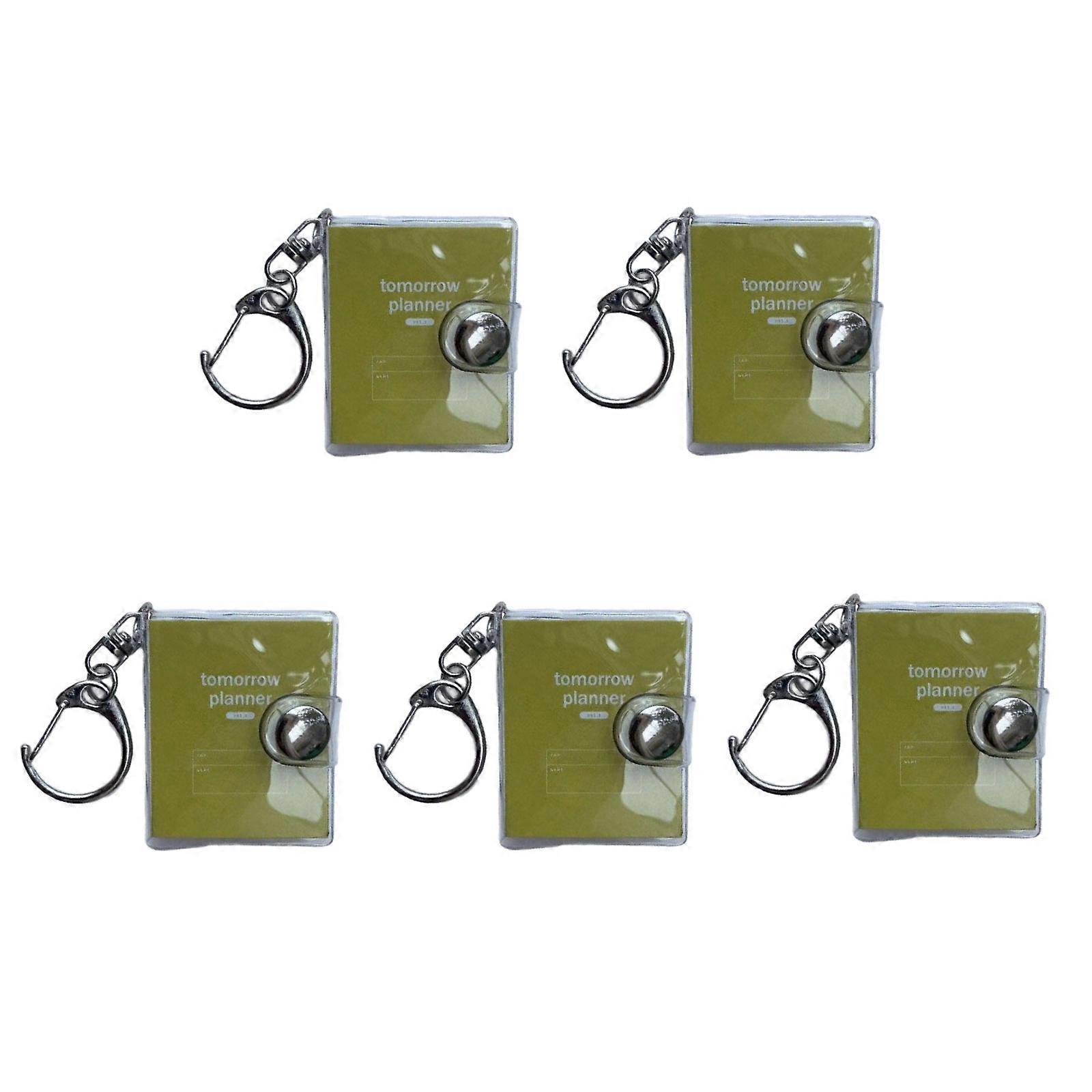 5Pcs Tiny Travel Notebook Keychain Refillable Journal Miniature Notebook Memobook Pocket PVC Note Book for Bag Charm  Bright yellow
