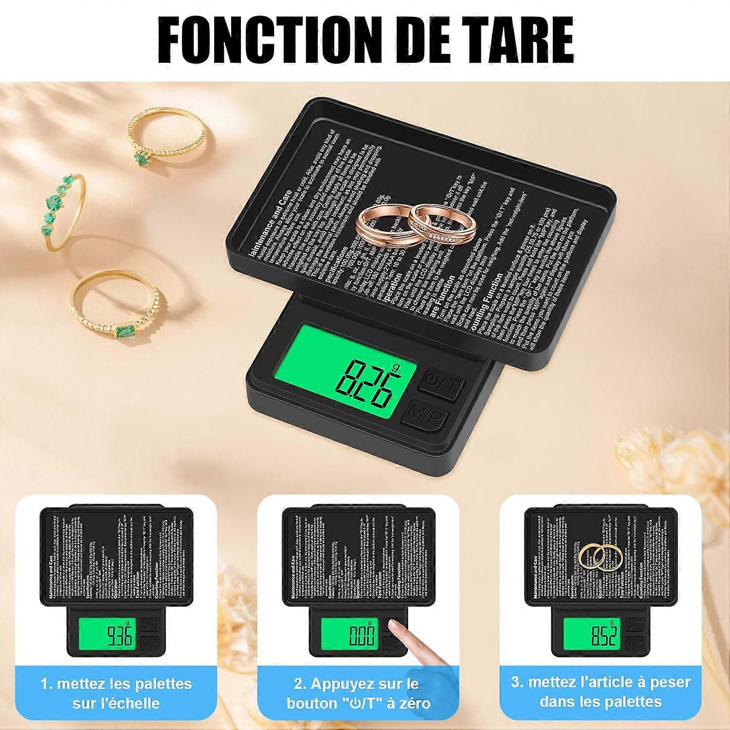 Portable electronic scale with LCD display and tare function suitable for jewelry 500g/0.01g pocket scale multifunctional coffee