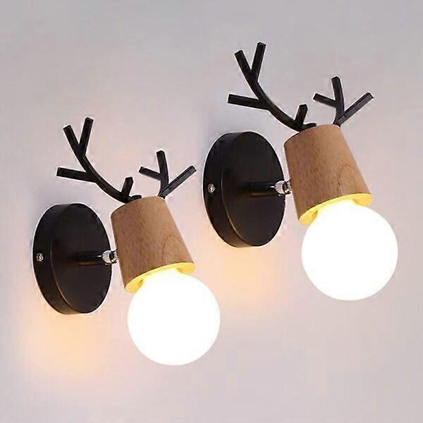 Deer antler designed wall lights, 2-piece set, 180° rotatable