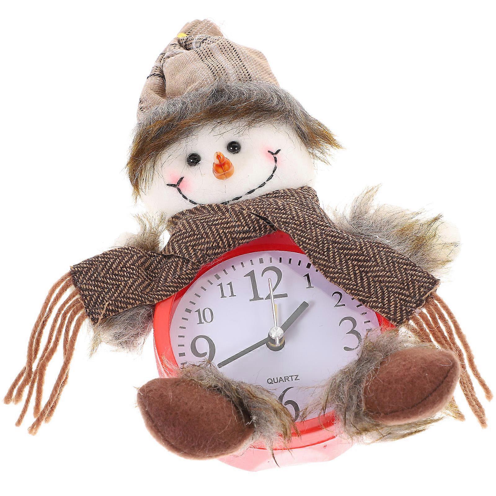 Snowman Desktop Clock Christmas Theme for Children and Adults in Multi Color 1Set Alarm Timekeeping