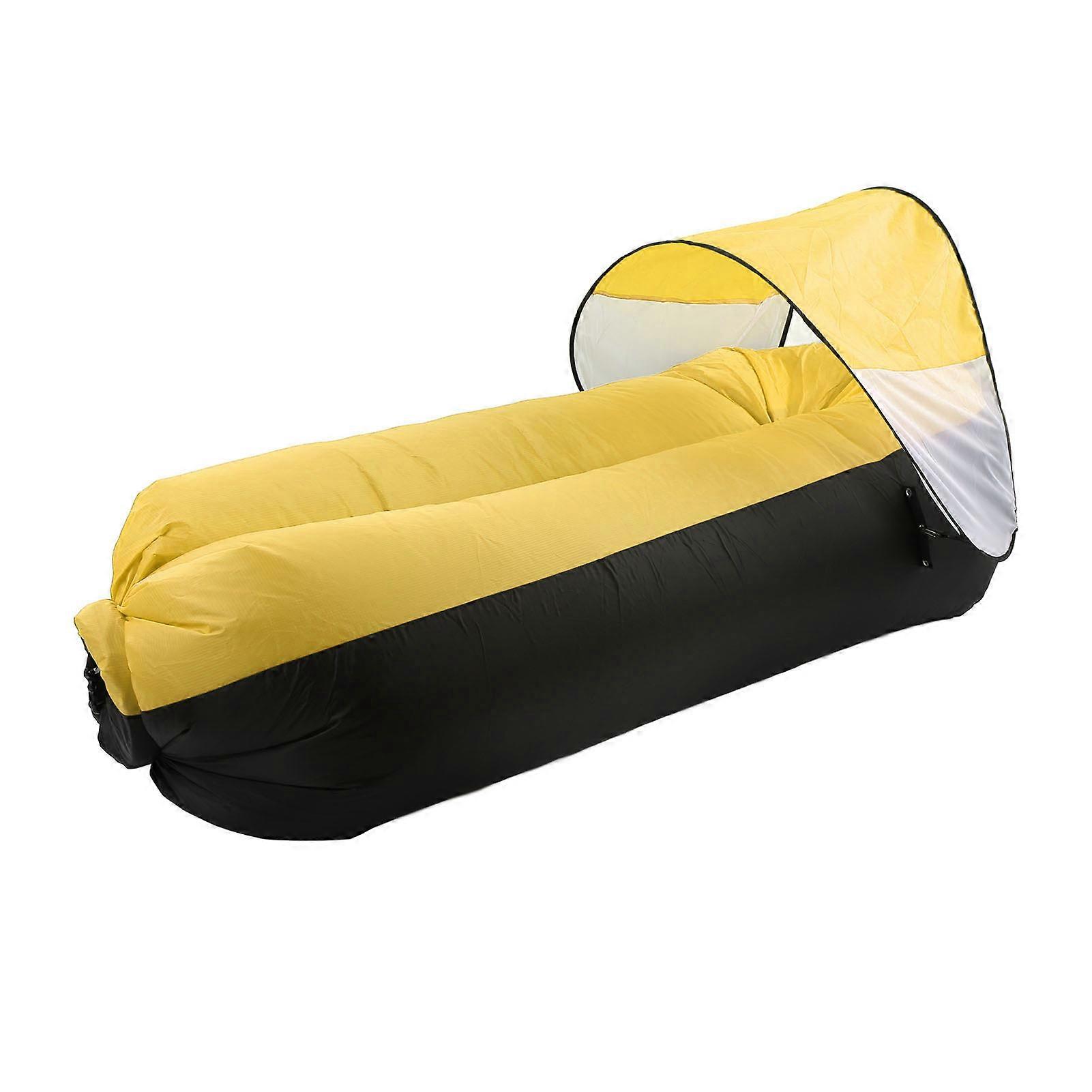 Portable Inflatable Sofa Couch 250cm Black Yellow 3.1lb Lightweight