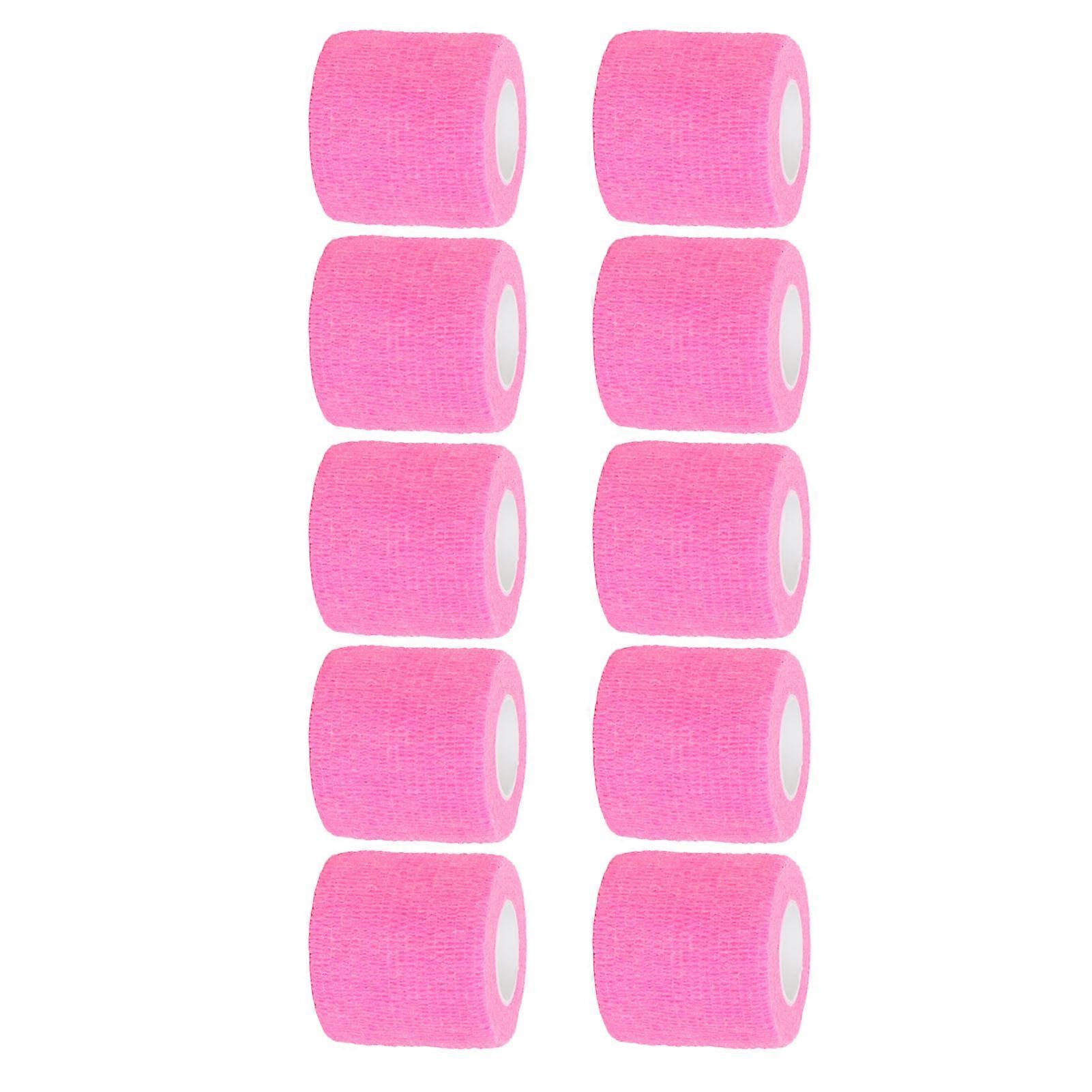 10Pcs Self Adhesive Bandage Wrap Multifunctional Disposable Antislip Shockproof High Elasticity Elastic BandagePink 