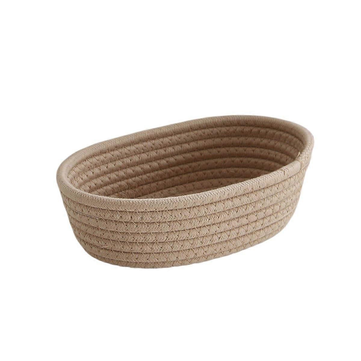 Woven Basket Khaki Size L Multifunctional Desktop Organizer For Cosmetics, Toys And Sundries