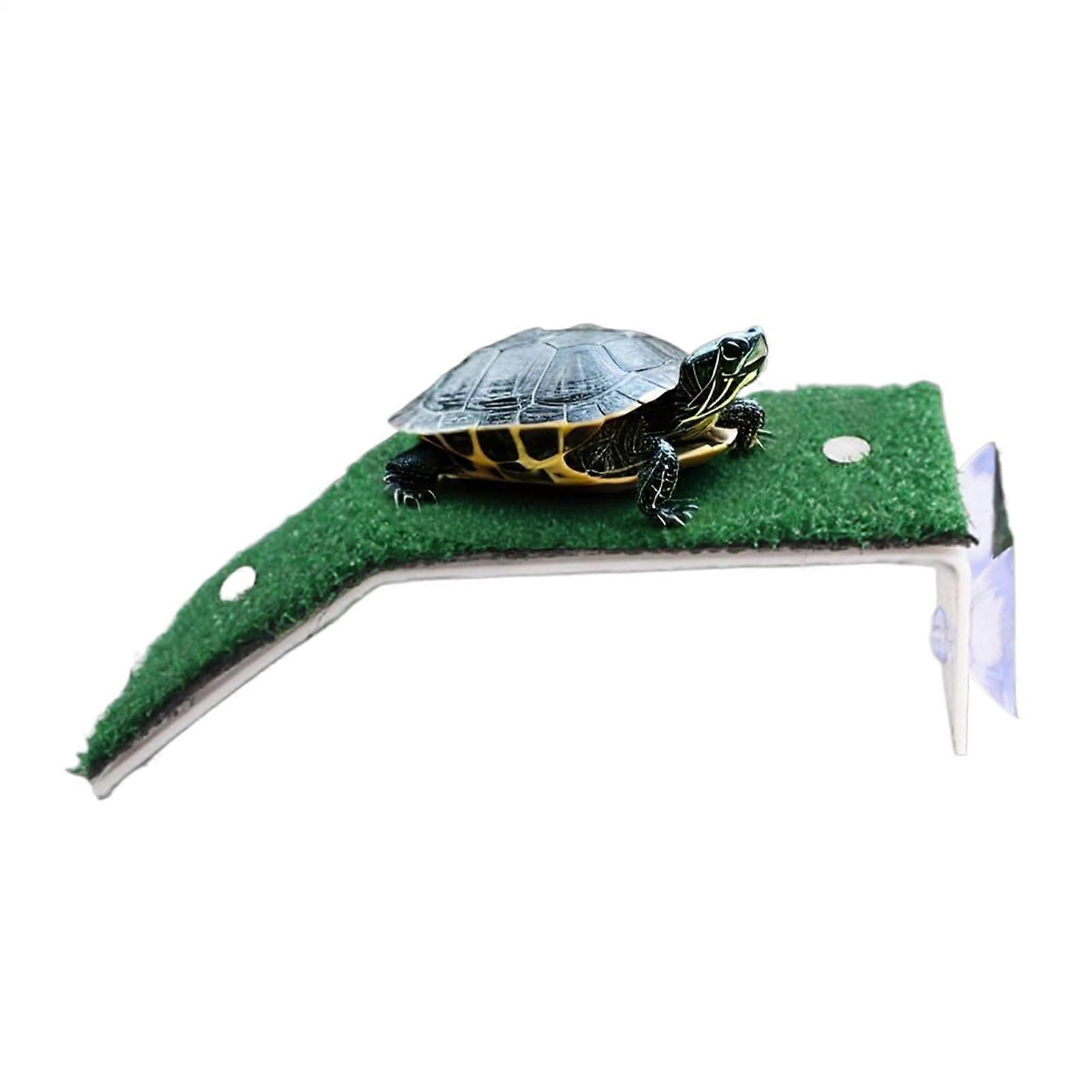 Sun Island for Water Turtles Terrarium Sunland Pet Turtles Decorative Reptile Ramp With Artificial Grass Rest Zone Medium