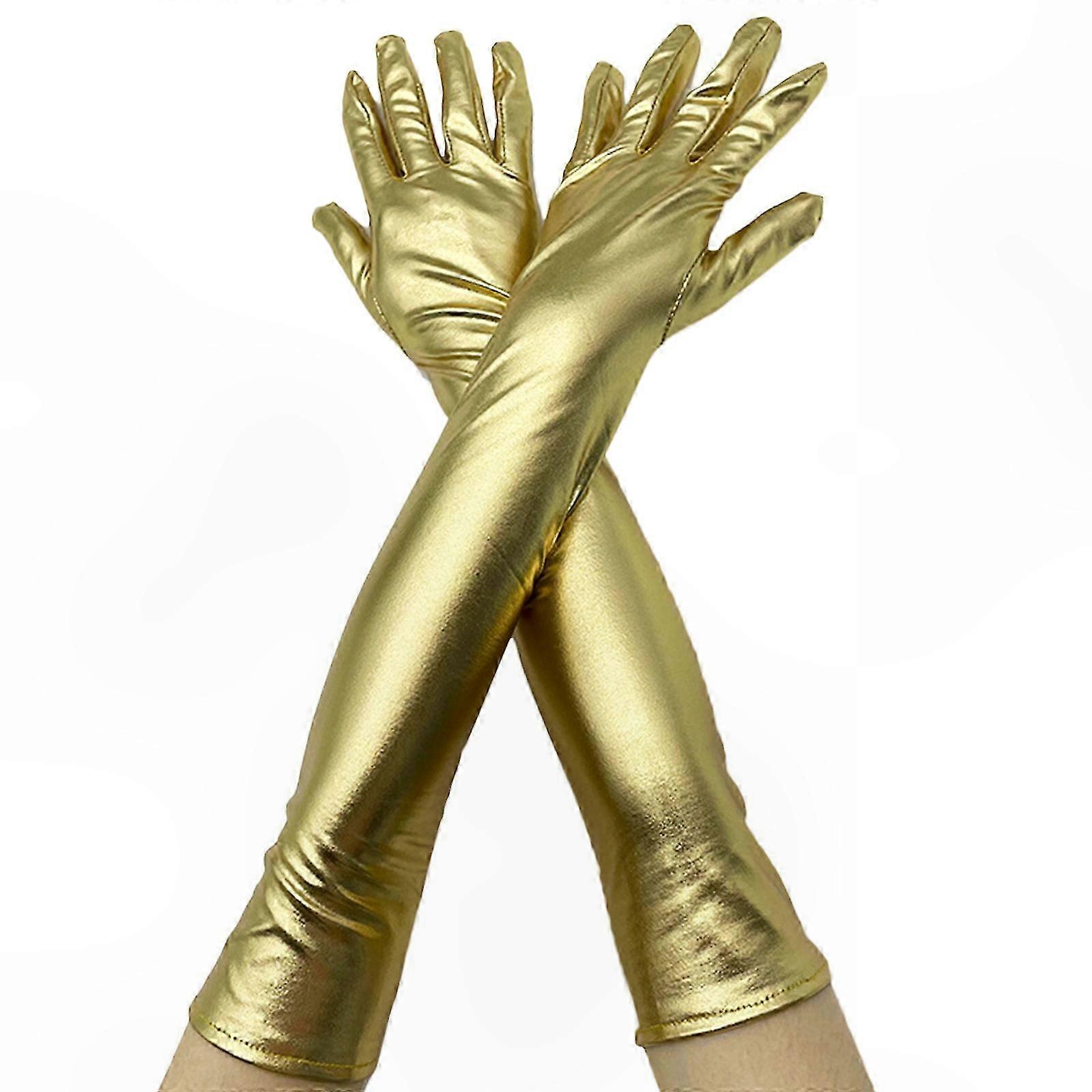 Bright Red Long Performance Gloves for Dance, Punk, and Pole Dancing