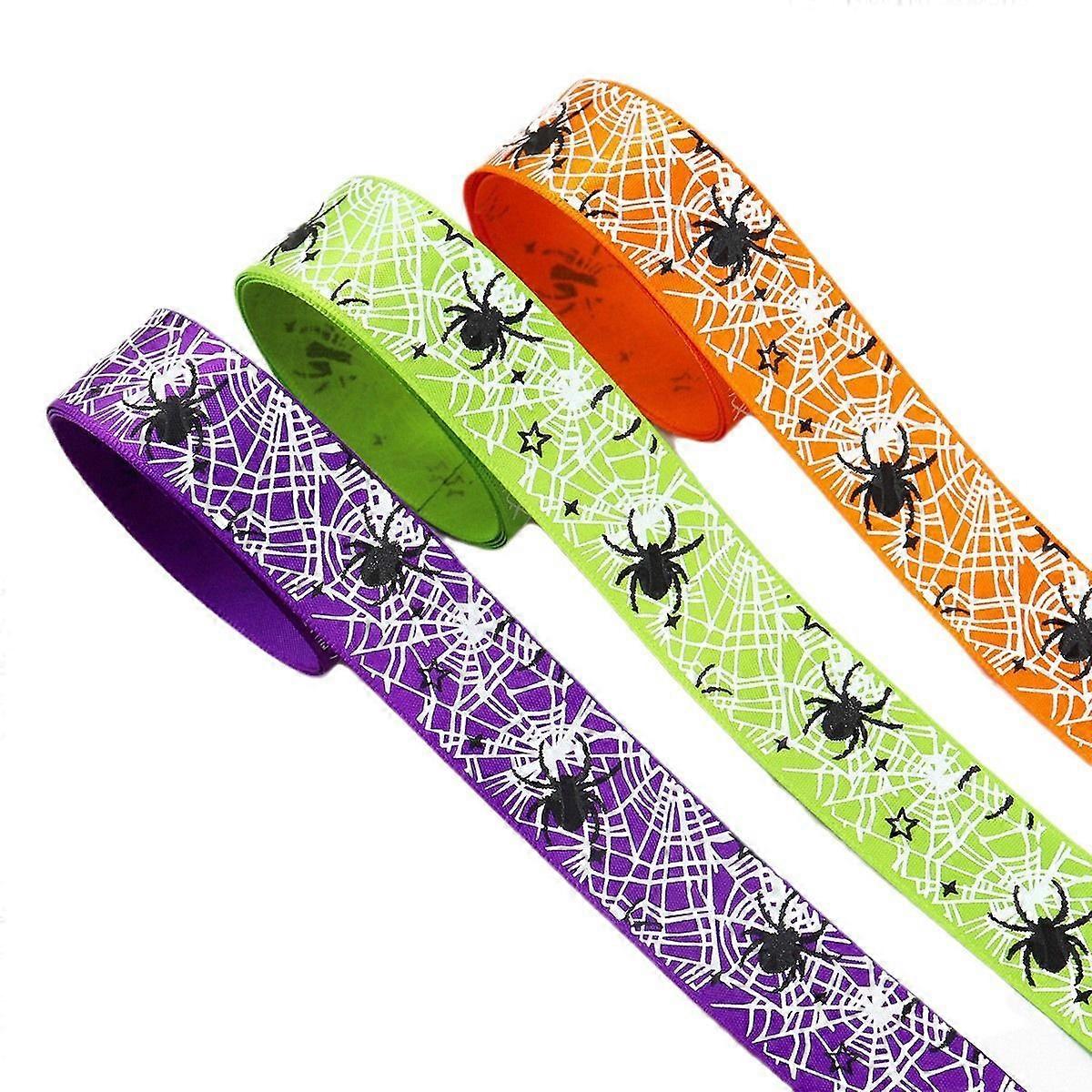 3 Rolls Halloween Spider Web Ribbon Polyester Cobweb Ribbon For Present Wrapping Party Decorations Diy Crafts Spooky Halloween Decor