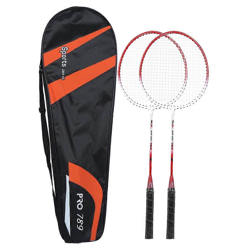 2Pcs Iron Alloy Battledore Badminton Racket 65x20cm Beginner Set