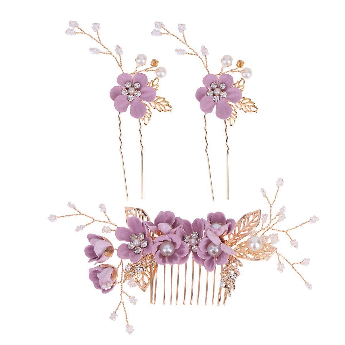 Hair Comb for Bride Simulation Flower Headdress for Decoration 3Pcs Set