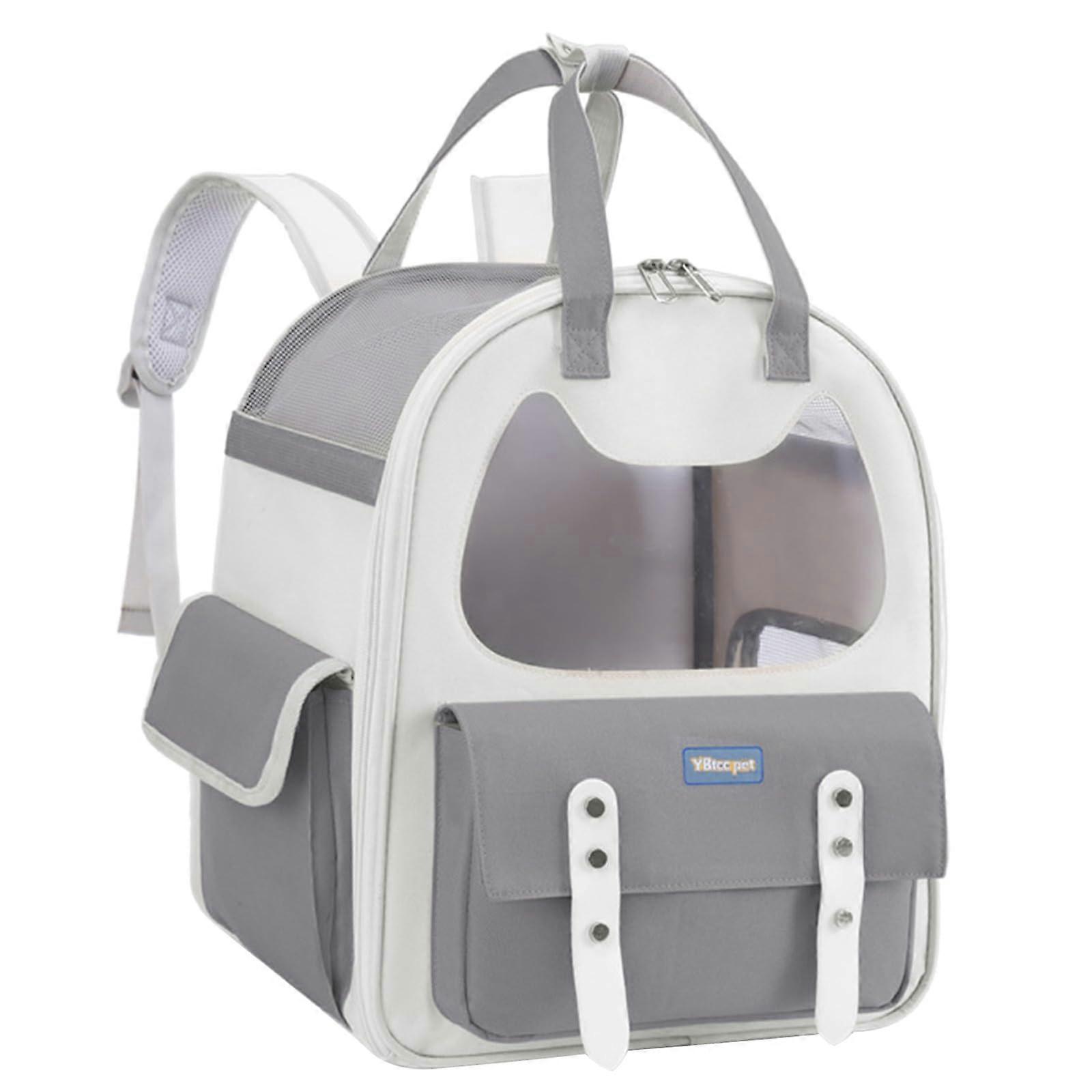 Pet Carrier Backpack For Cats And Dogs Lightweight Sling Bag Grey Color With Mesh Ventilation