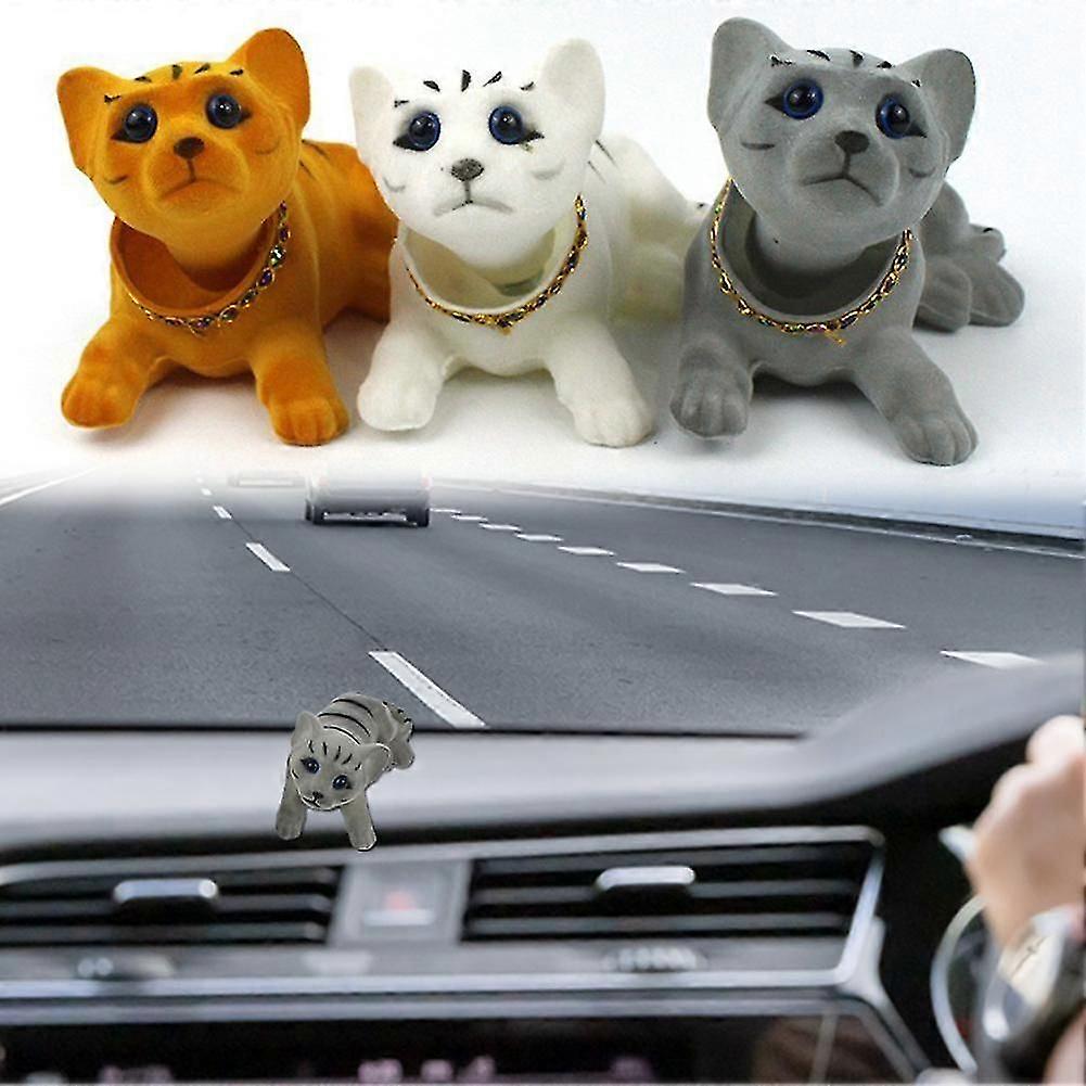 Car Dashboard Decoration Nodding Cat Ornament Animal for Office Shelf