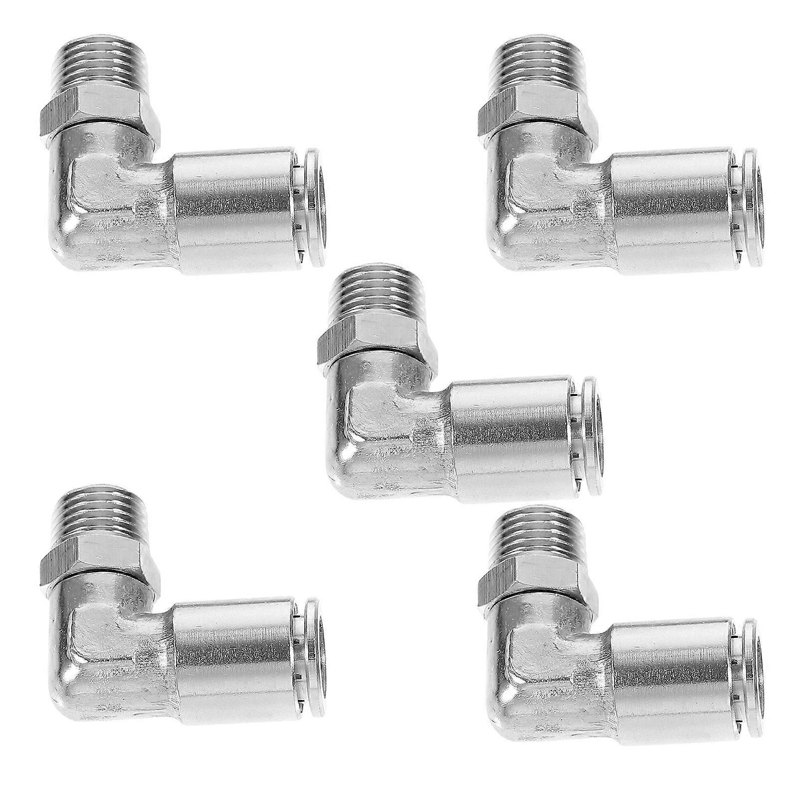 Pneumatic Fittings Elbow Push Connectors for Home Use 10Pcs Silver