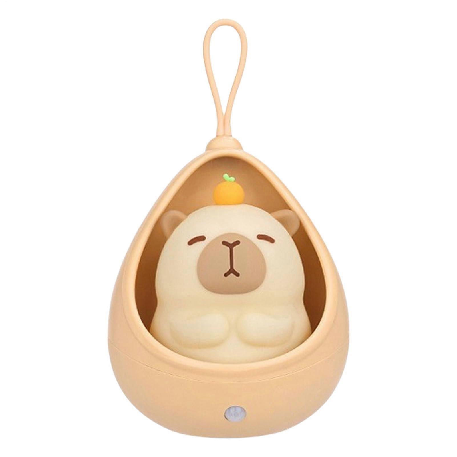 Squish Lamp Capybara Night Light, Rechargeable LED Ornament, Auto Sensing Soft Glow, Toddler Bedside Nursery Decor