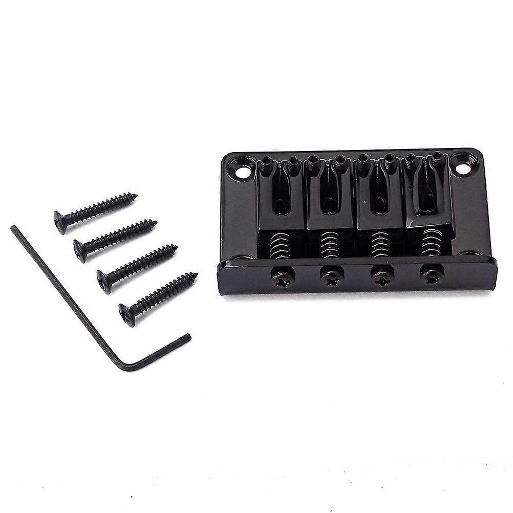 Black Metal 4 String Bass Bridge for Guitar with 4 Screws