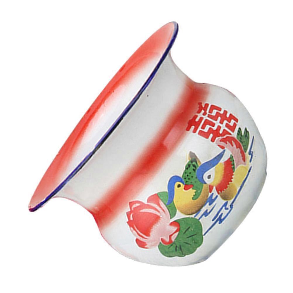 Enamel Household Spittoon Chamber Pot for Home Use 2Pcs Red Durable Pot