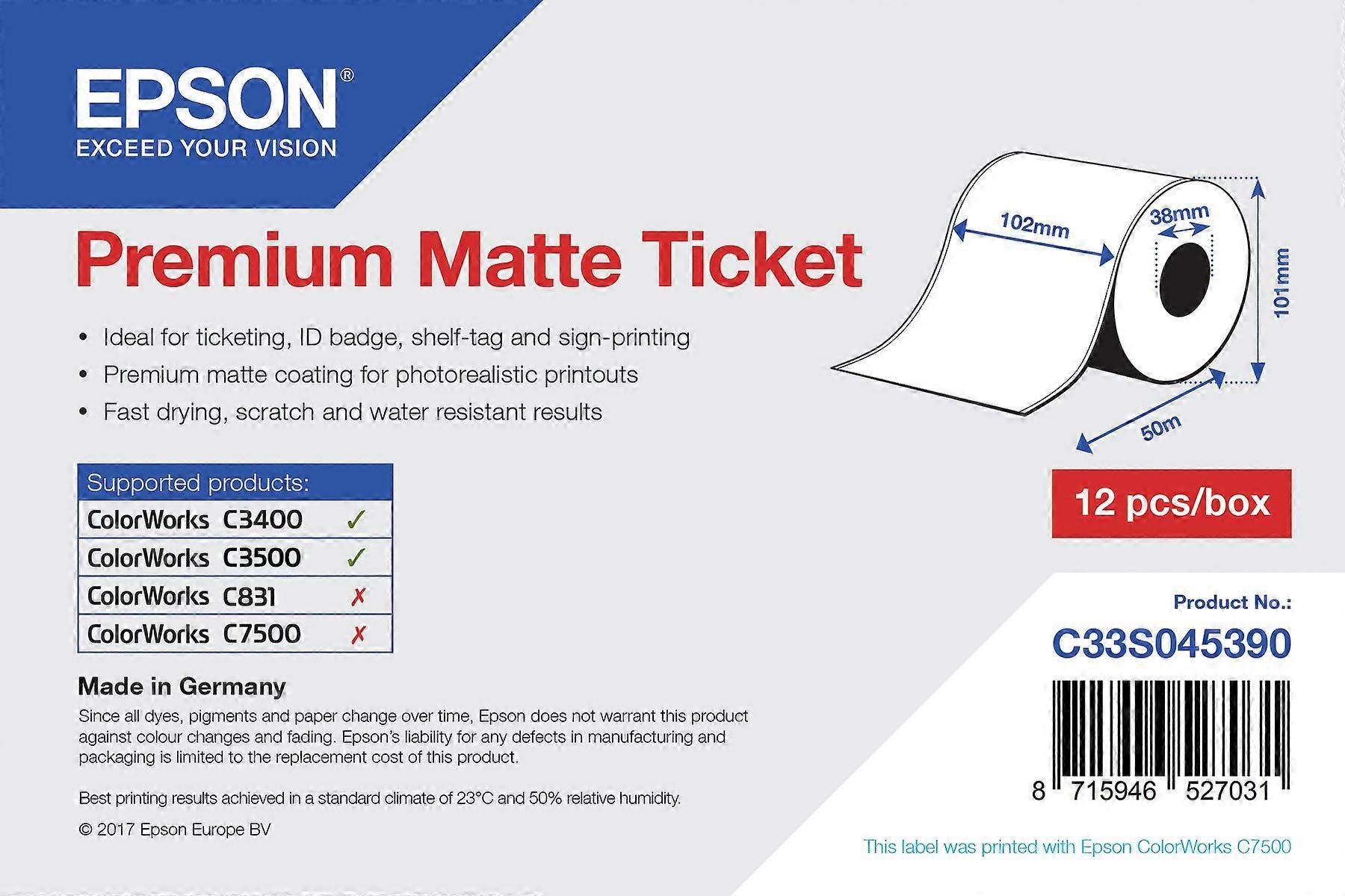 Ticket mat - Rouleau 102 mm x 50 m