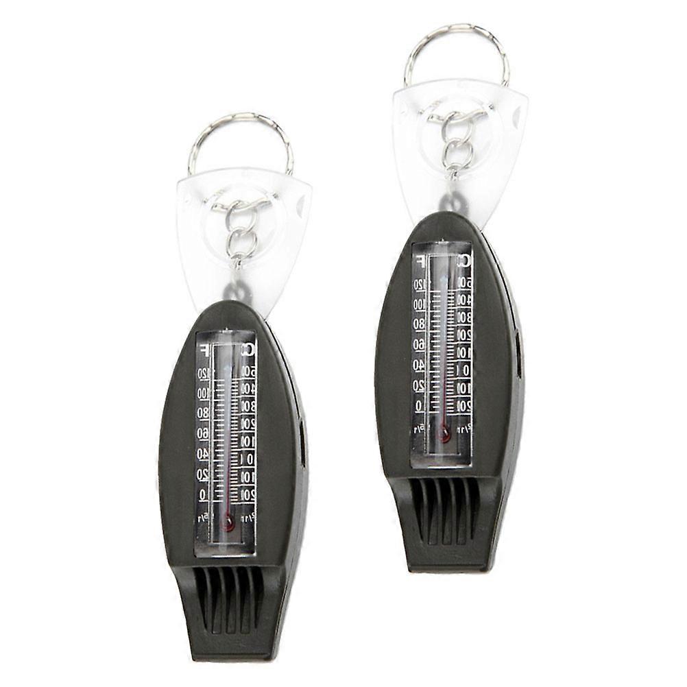 Multifunctional Emergency Whistle Compass Thermometer Magnifying Glass 2Pcs