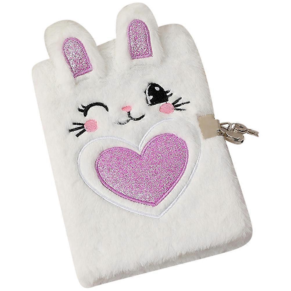 Adorable Plush Cover Lockable Notebook For Children Gift Giving With Rectangular Shape 8.5X5.8X1.2in Writing 2Pcs