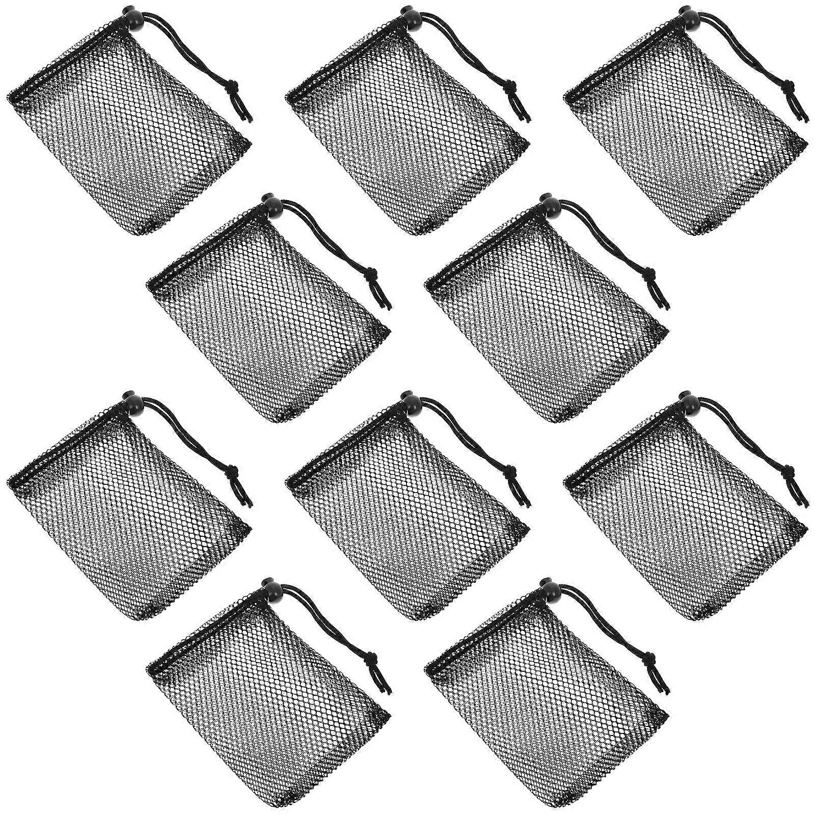 Black Mesh Drawstring Bags for Sports Storage Small Sized 40Pcs