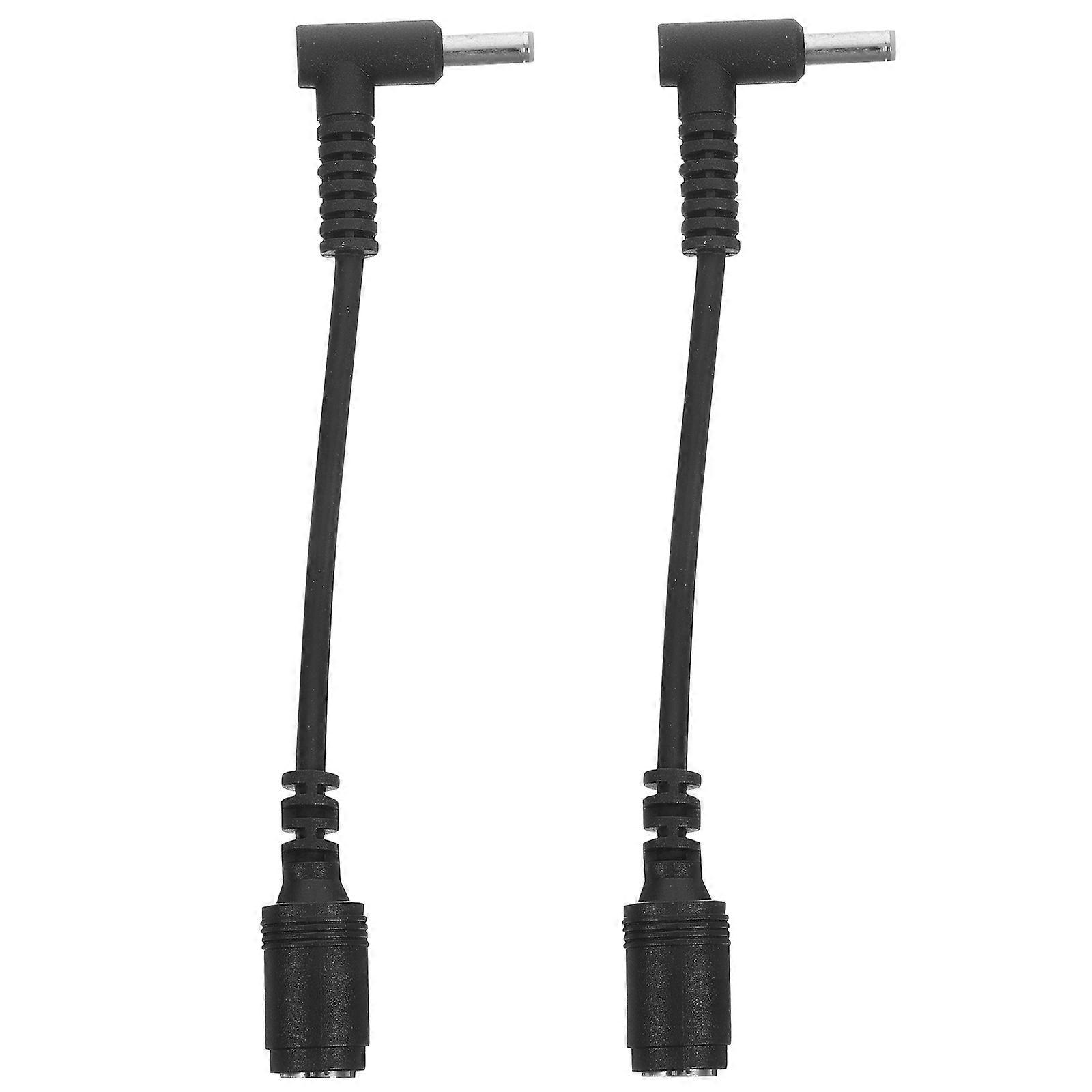 Power Supply Conversion Adapter 2Pcs Bend with Pin Round Port Plug Cable Cord Compatible for Hp Black