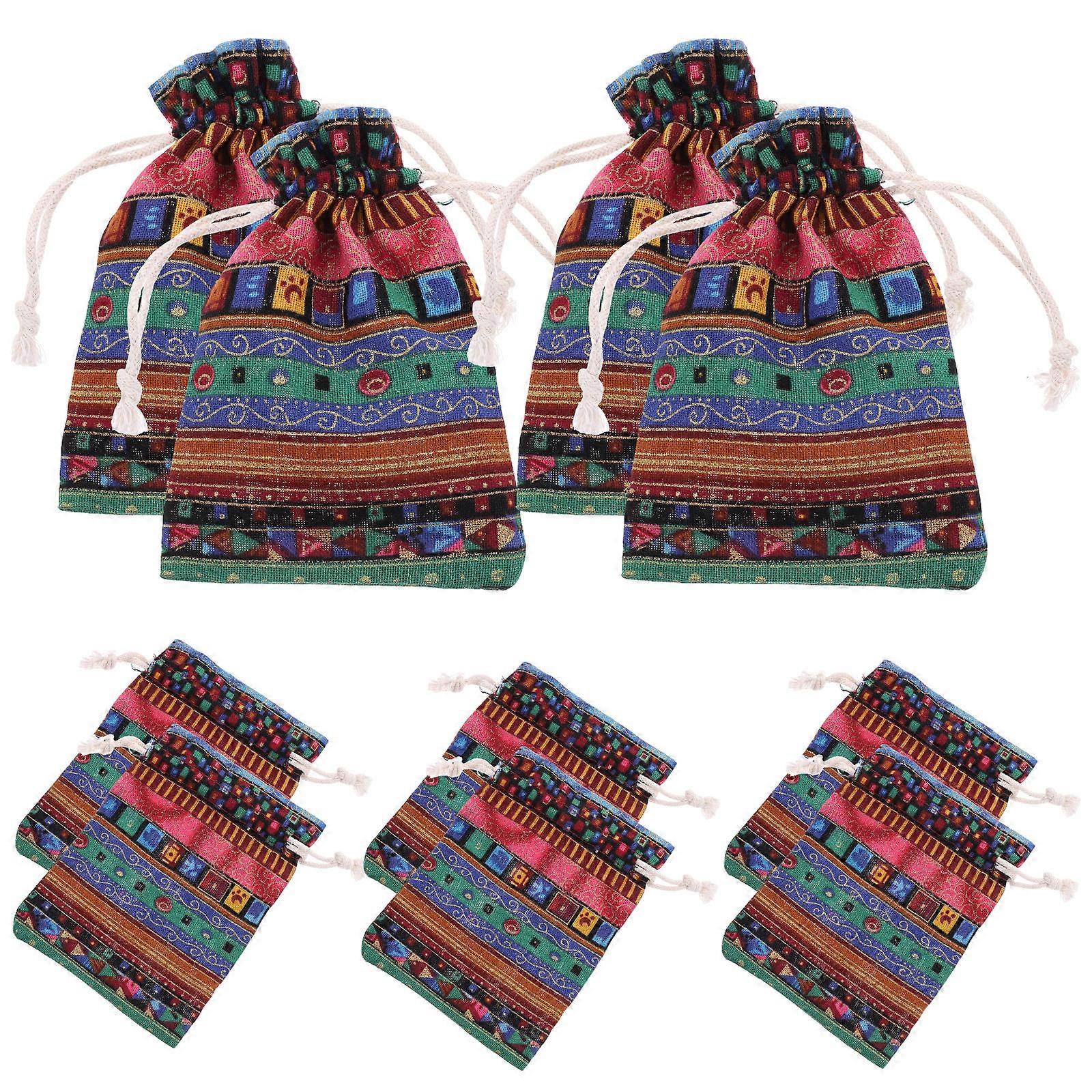 Portable Gift Bags 20 Pcs Drawstring Linen Storage Bags For Small Items Assorted Color Practical Functionality