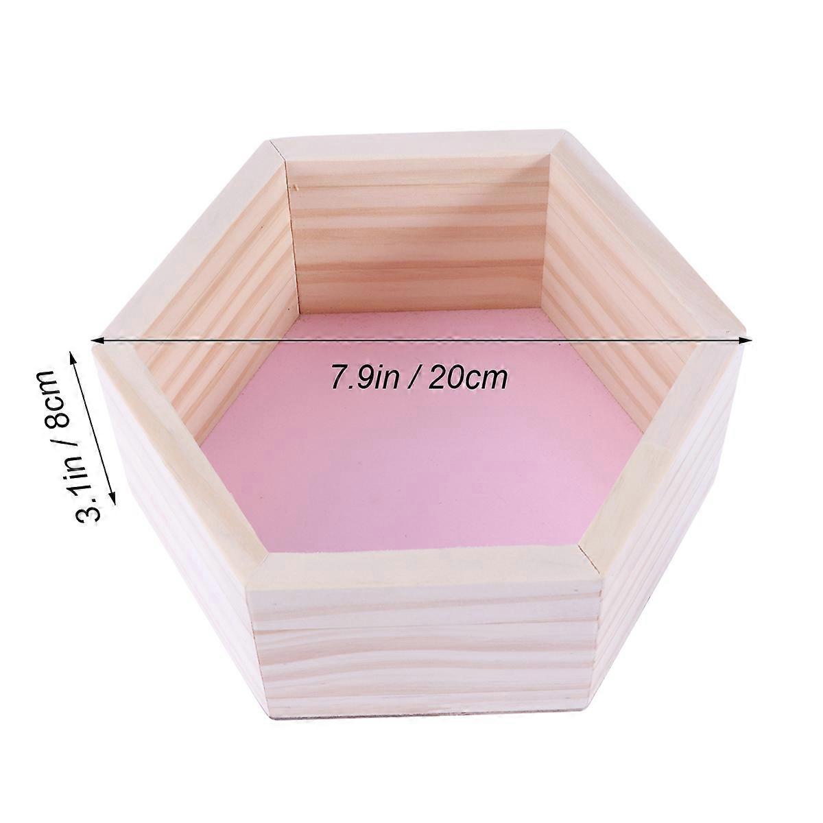 Wall-Mounted Pink Wood Rack for Decoration Hexagonal Solid Wood