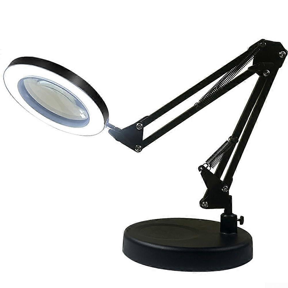 LED Magnifier With Real Glass Lens, Five Color Temperature Settings, Desktop Magnifier, Black B