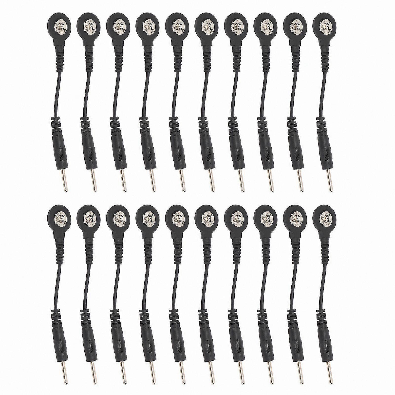 20-Pack Black Snap Electrode Wires for TENS Therapy Devices