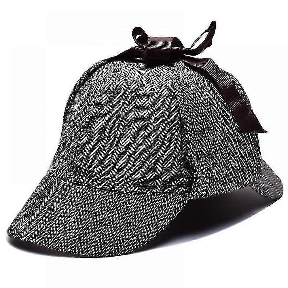Wool Tweed Deerstalker Hat-gray