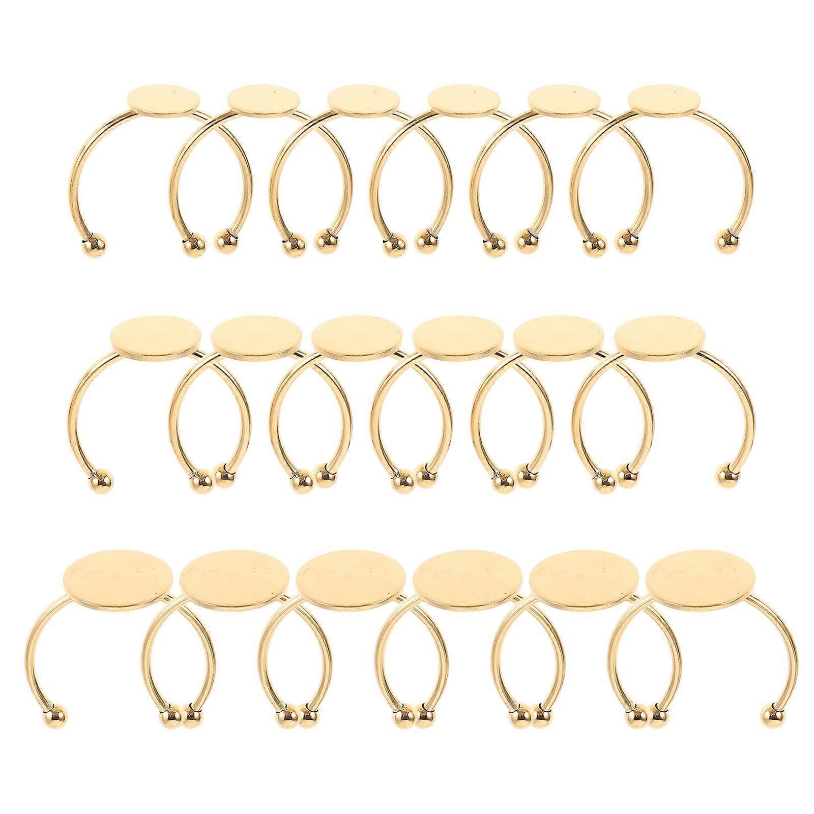 Golden Adjustable Flat Ring Base Blank Core Ring for Jewelry Making 30Pcs