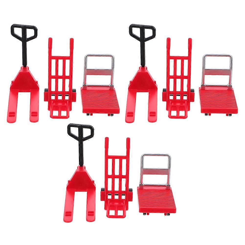 Miniature Forklift Construction Tools for Decoration 9Sets Mini Cart Models