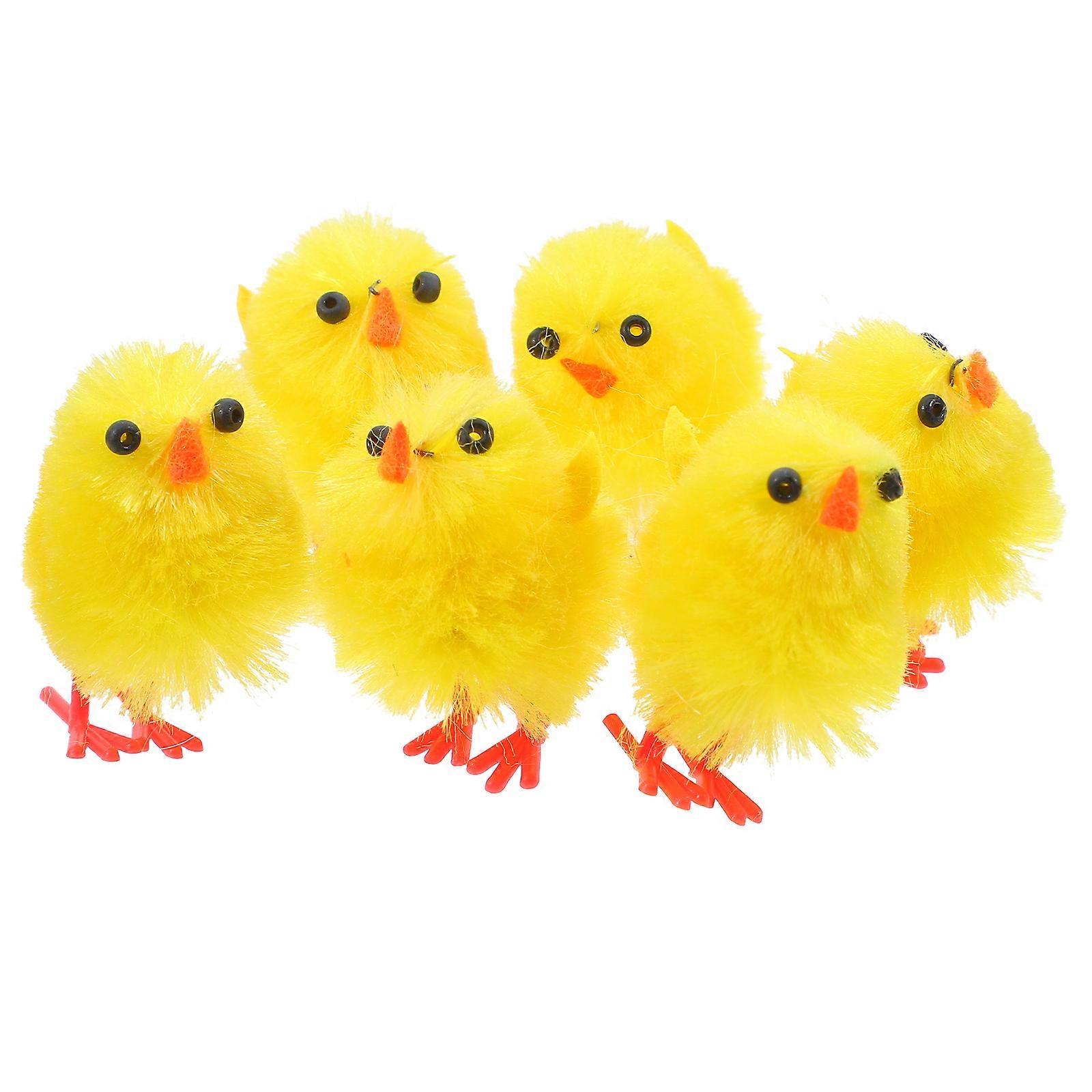 Creative 6Pcs Miniature Easter Chick Decor Features Simple Artistic Yellow Design For Office Housewarming