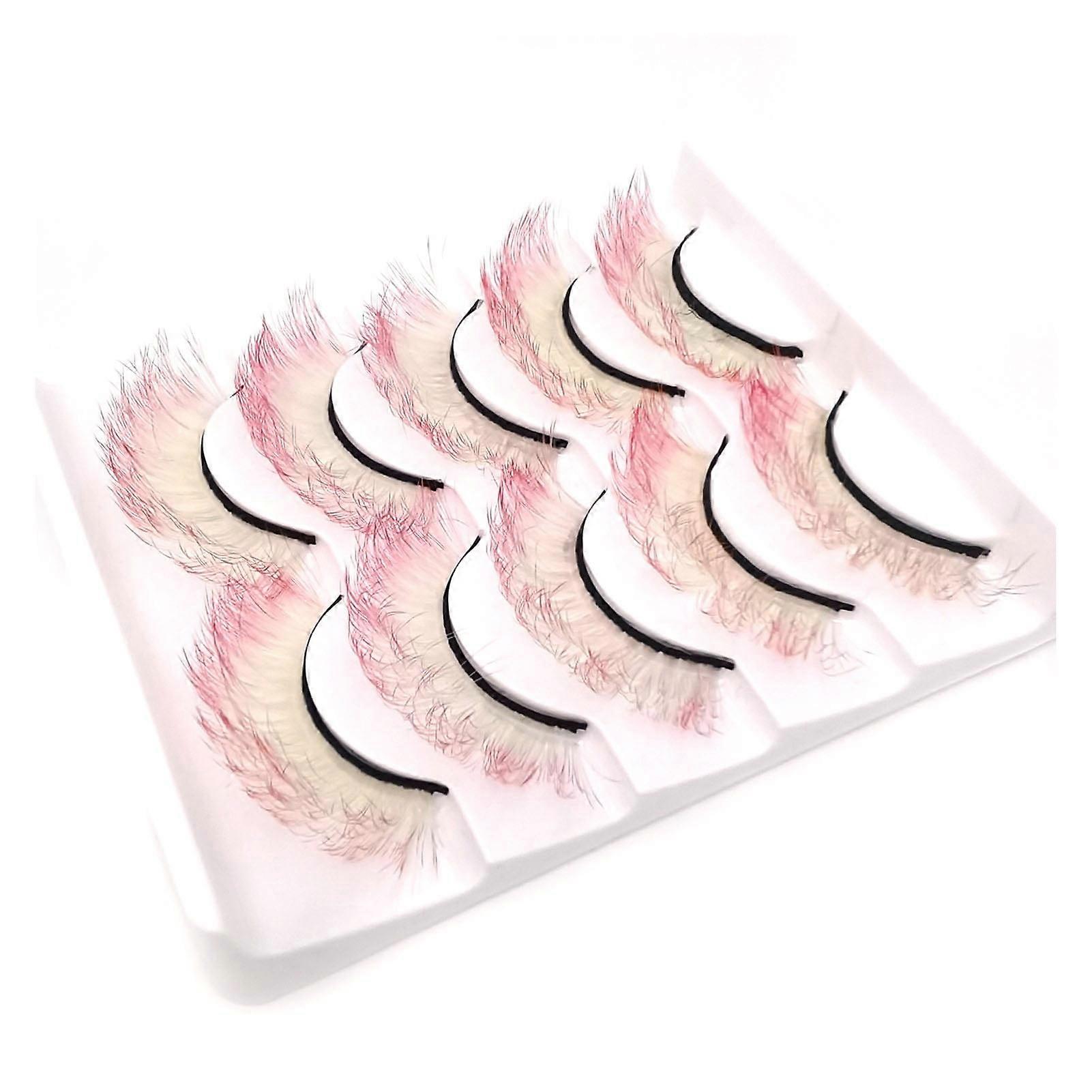 Kmxyo 5 Pairs 3D False Eyelashes Soft Comfortable to Wear Imitation Mink Gradient Color Beauty False Eye Lashes for Performance