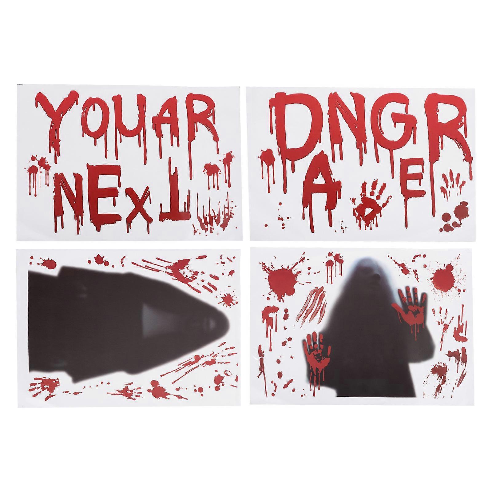 Static Window Stickers 4 Sheets Halloween Theme Scary Effect Ideal For Adults Halloween Enthusiasts Festive Atmosphere