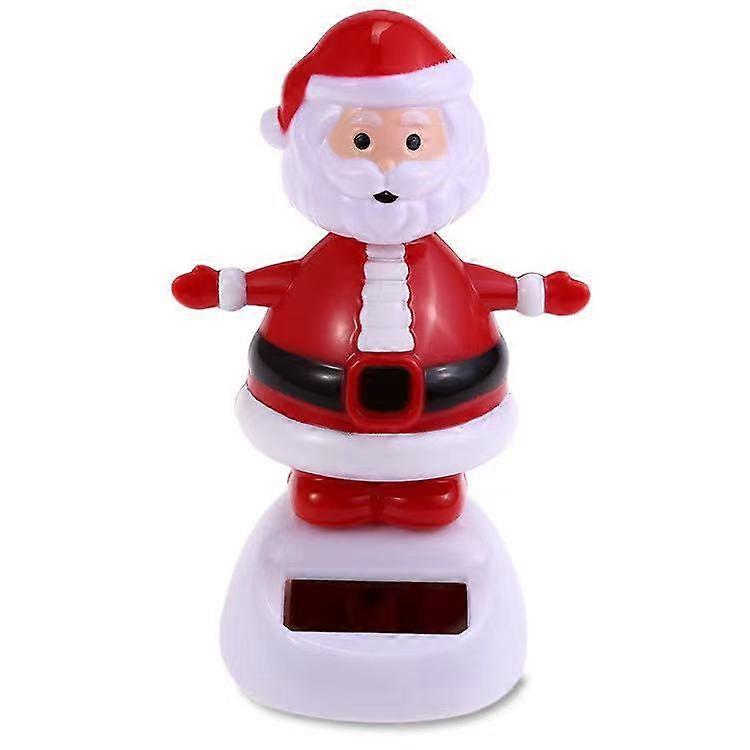 Solar-Powered Rocking Ornament – Automatic Dance Car Dashboard Decor, Festive Christmas Gift-Santa Claus with White Base