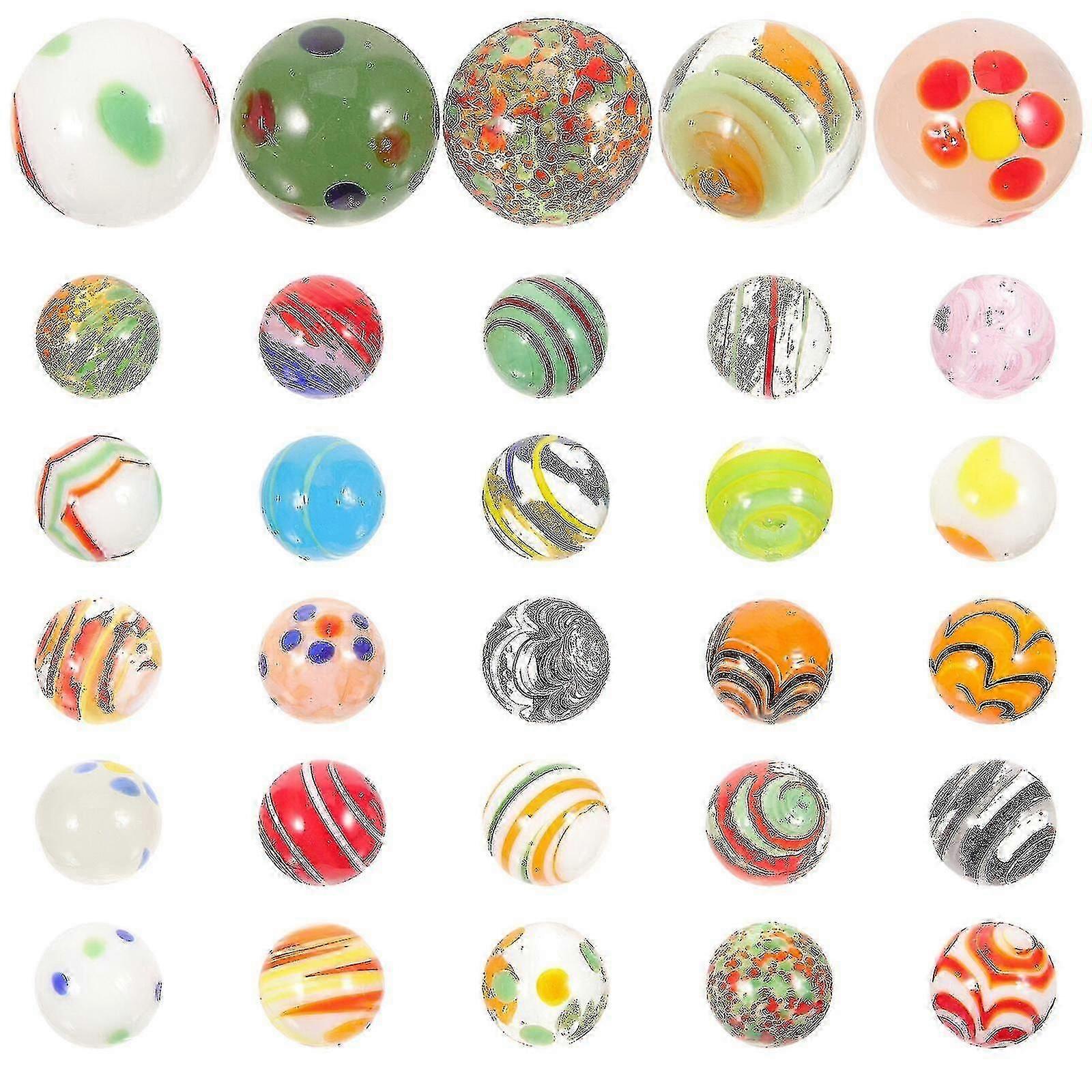30 قطعة من الرخام المستدير حبات من الرخام الزجاجي الملون كرات زجاجية للأطفال Playthings رخام ملون صغير