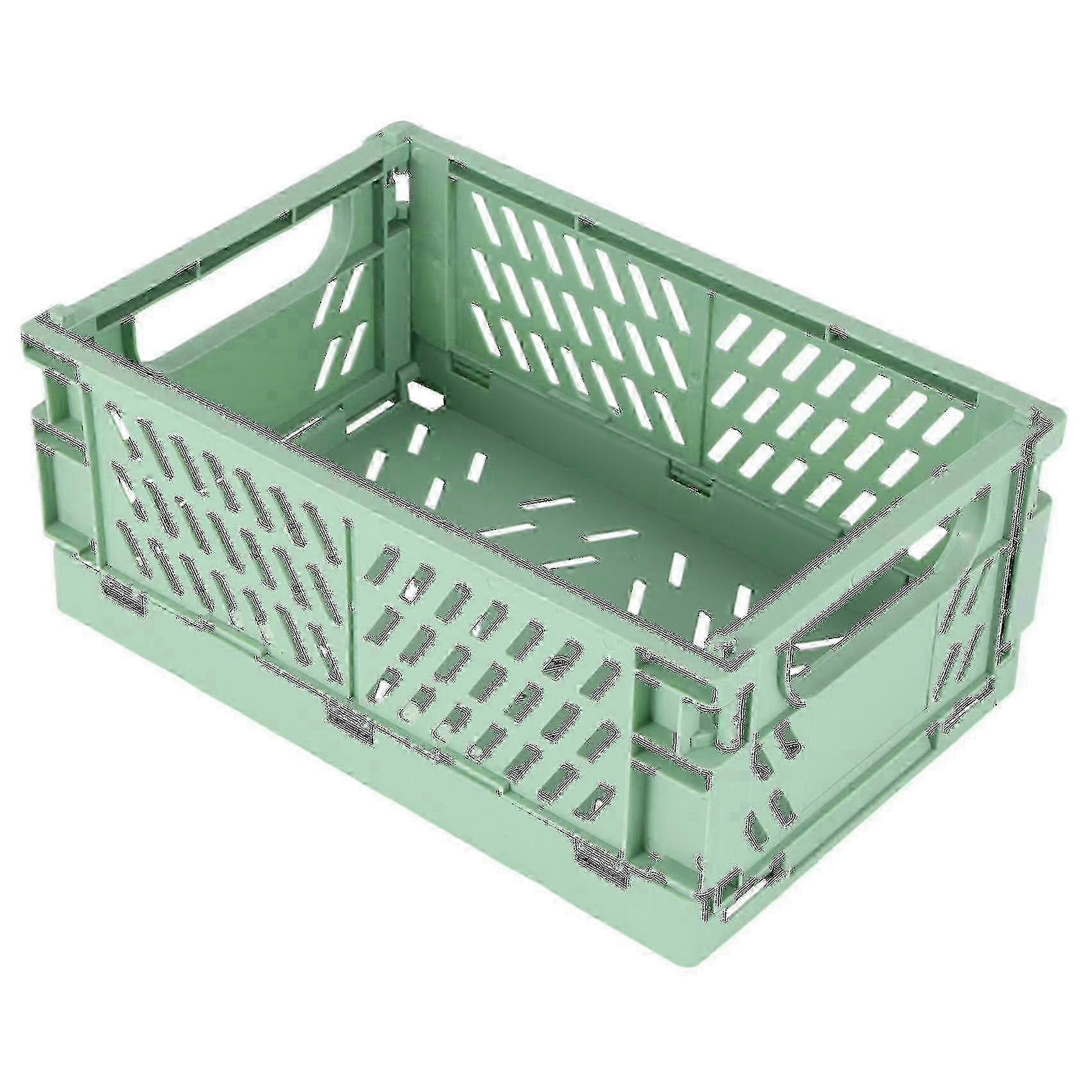 Collapsible Plastic Folding Storage Box Basket Utility Cosmetic Container Green2025