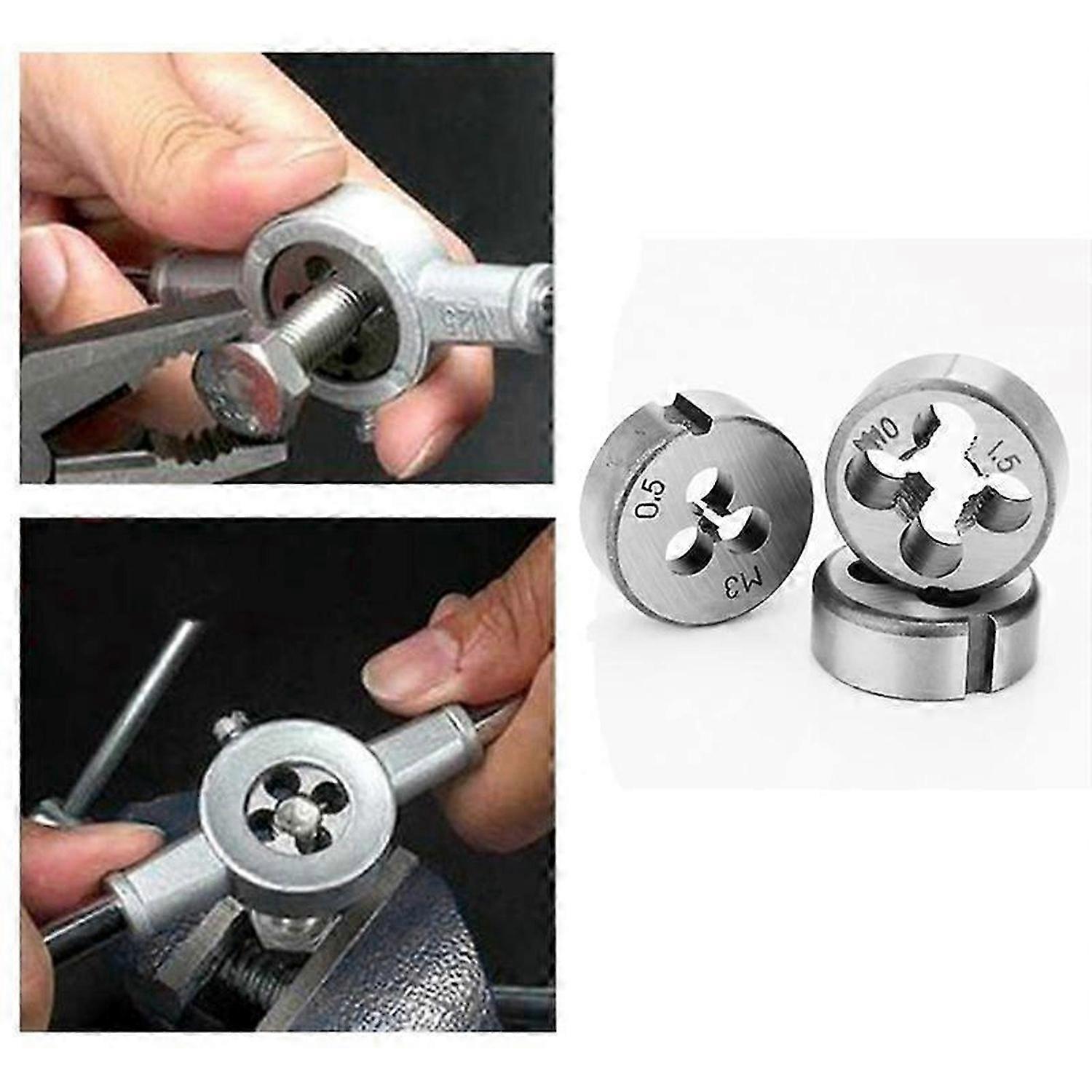 8Pcs Metric Die Set M3/M4/M5/M6/M8/M10/M12 Tool Set Combination for Thread Repair Tapping