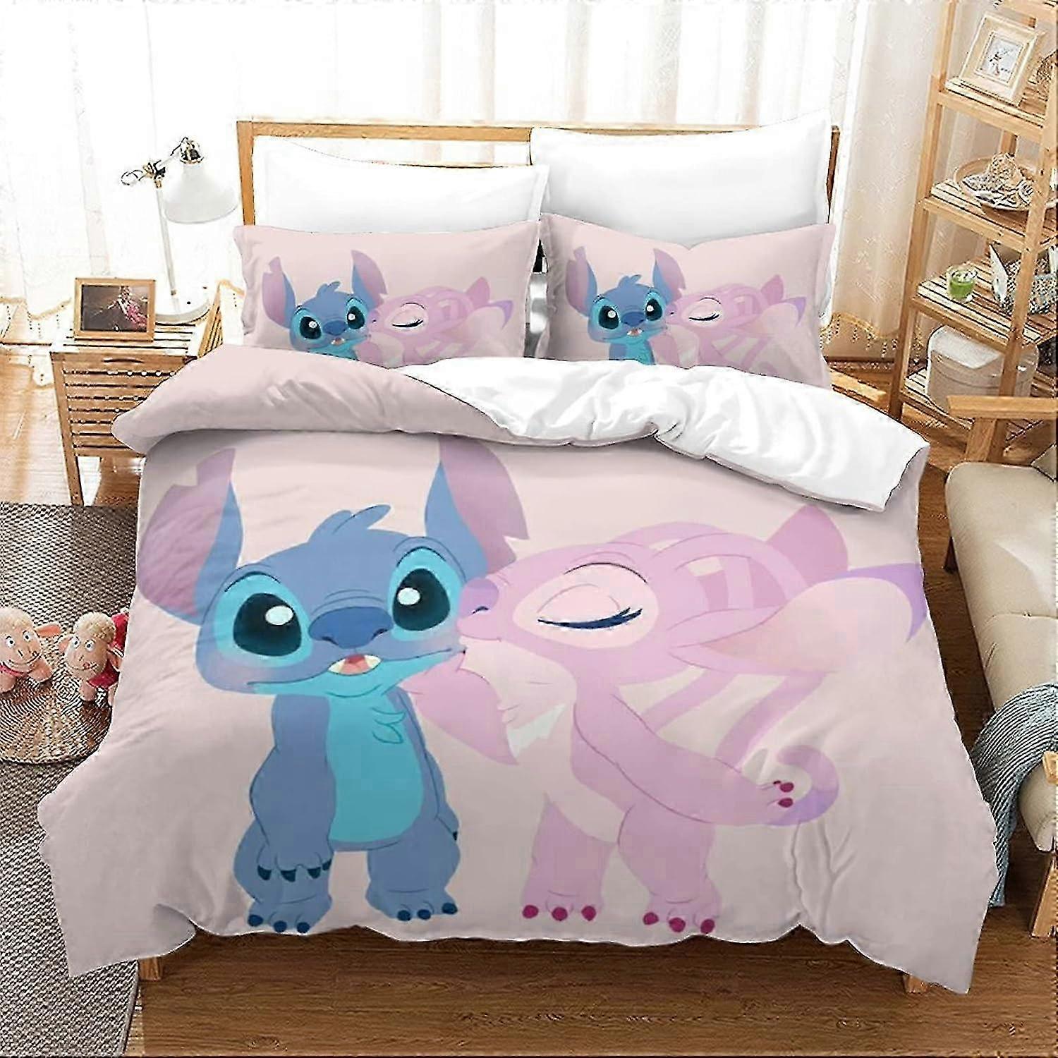 25-26 Stitch Bedding Set for Boys - Lilo & Stitch Pattern - Duvet Cover for Children and Boys - Duvet Cover with Double Pillowcase 135*200 C