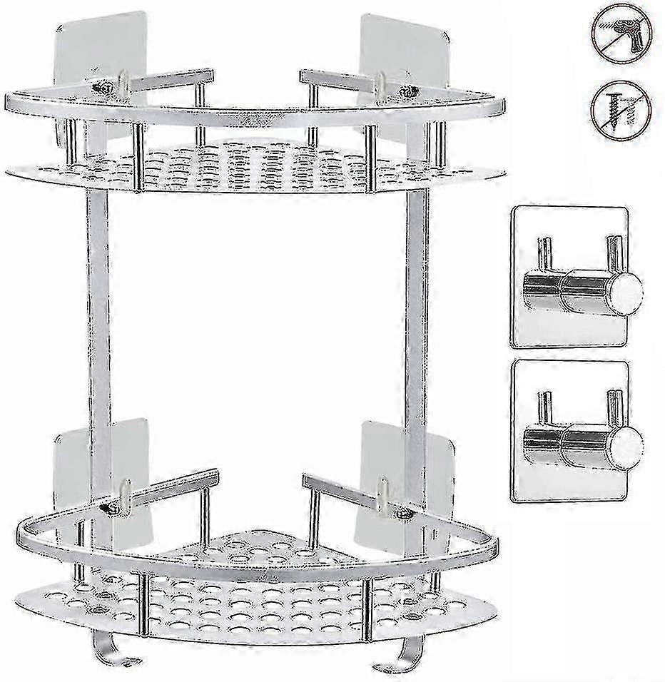 No Drilling Bathroom Wall Corner Shelf+self Adhesive Hooks