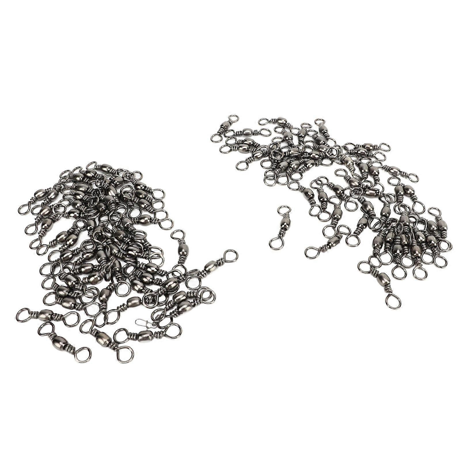 100 Pcs Fishing Swivel High Speed Stable Rotation Rust Prevention Barrel Swivel Fishing Line Connector 2/0 35mm 50kg 